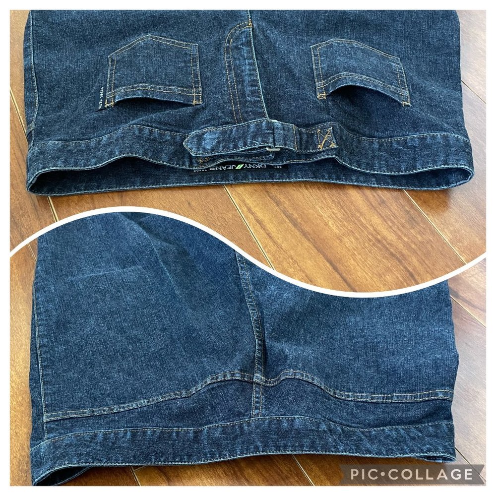 DKNY JEANS Womens Wide Leg Blue High Rise Jeans Dark Wash size 10 - Picture 6 of 12